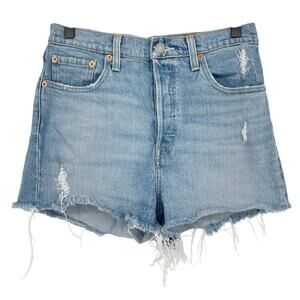 Levi’s Ribcage Shorts High Rise Distressed Raw Hem Size 29